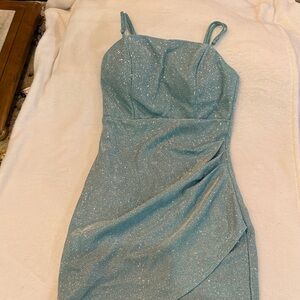 Sparkling Teal Mini Dress